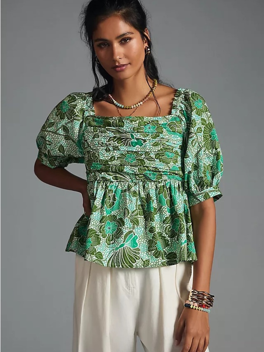 Anthropologie Nikasha Babydoll poplin blouse/ top